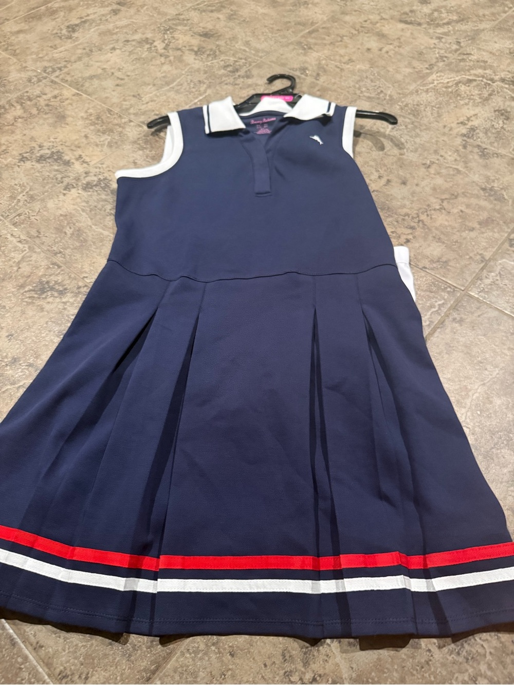🥦Tommy Bahama active Mommy and Me Navy Tennis Dress with Red White Hem Stripe